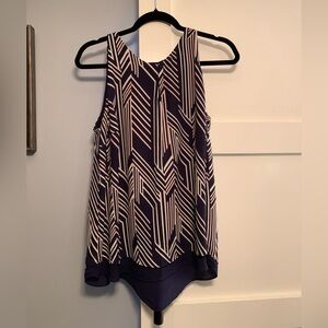 Dalia Navy and White Patterned Tank Top